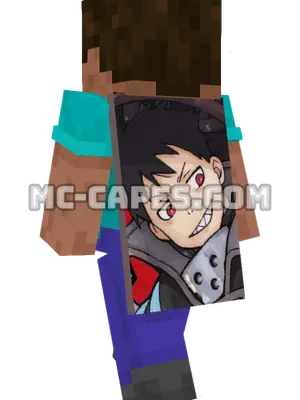 Shinra Kusakabe Minecraft cape worn on a player