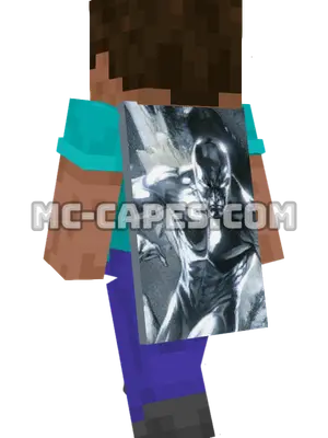 Silver Surfer Minecraft cape worn on a player