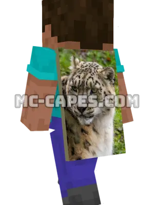 Snow Leopard Face Minecraft cape worn on a player