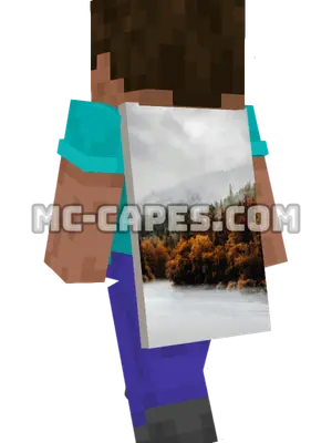 Snowy Autumn Trees Minecraft cape worn on a player