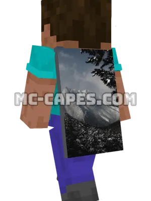 Snowy Mountain Forest Minecraft cape worn on a player