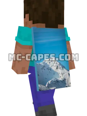 Snowy Mountain Peak Minecraft cape worn on a player