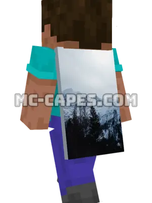 Snowy Mountain Peaks Minecraft cape worn on a player