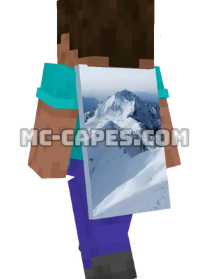 Snowy Mountain Peaks Minecraft cape worn on a player