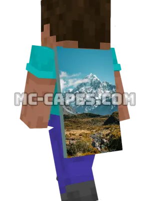 Snowy Mountain Sky Minecraft cape worn on a player
