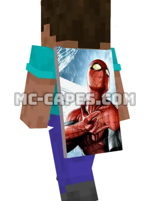 Spider-Man Minecraft cape worn on a player