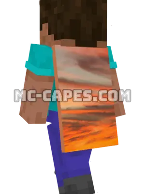 Sunset Clouds Minecraft cape worn on a player