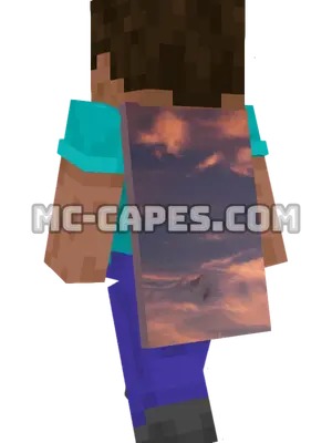 Sunset Clouds Minecraft cape worn on a player