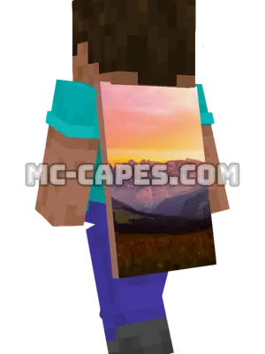 Sunset Mountains Minecraft cape worn on a player