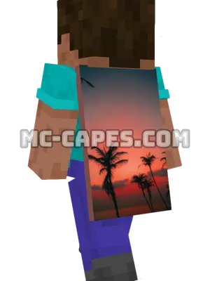 Sunset Palm Trees Minecraft cape worn on a player
