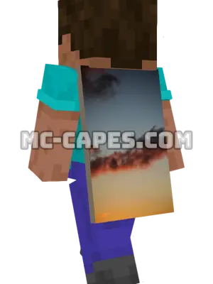 Sunset Sky Clouds Minecraft cape worn on a player