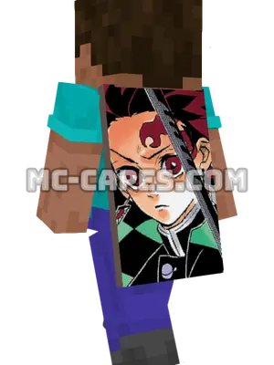 Tanjirou Kamado Minecraft cape worn on a player