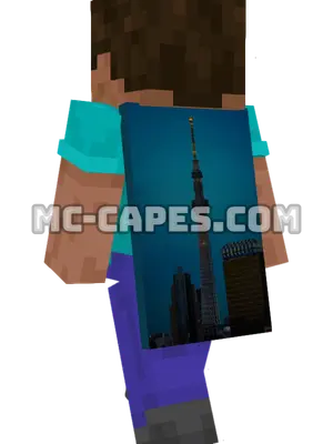Tokyo Skytree Minecraft cape worn on a player