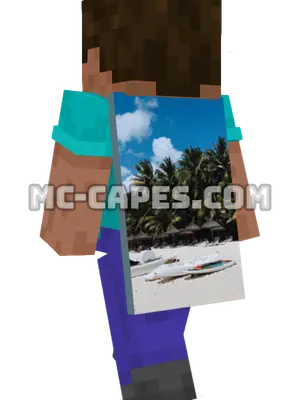 Tropical Beach Kayaks Minecraft cape worn on a player
