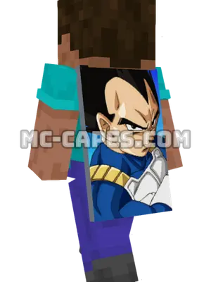 Vegeta Minecraft cape worn on a player