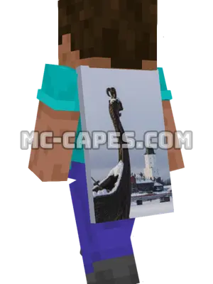 Viking Longboat Castle Minecraft cape worn on a player