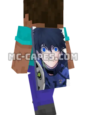 Yoichi Isagi Minecraft cape worn on a player