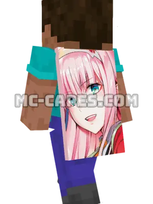 Zero Two Minecraft cape worn on a player