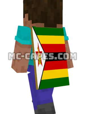 Zimbabwe Flag Minecraft cape worn on a player