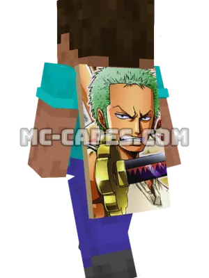 Zoro Roronoa Minecraft cape worn on a player