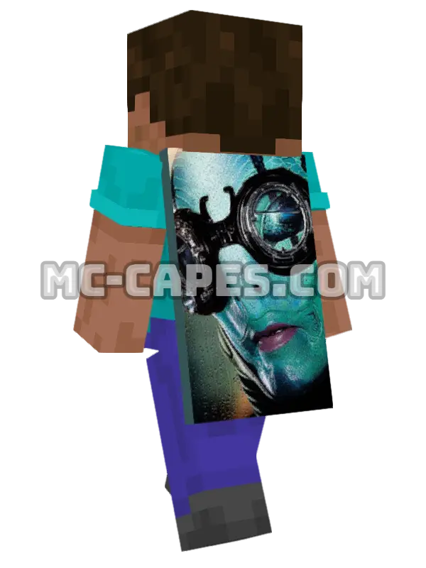 Abe Sapien Minecraft cape worn on a player, seen from behind