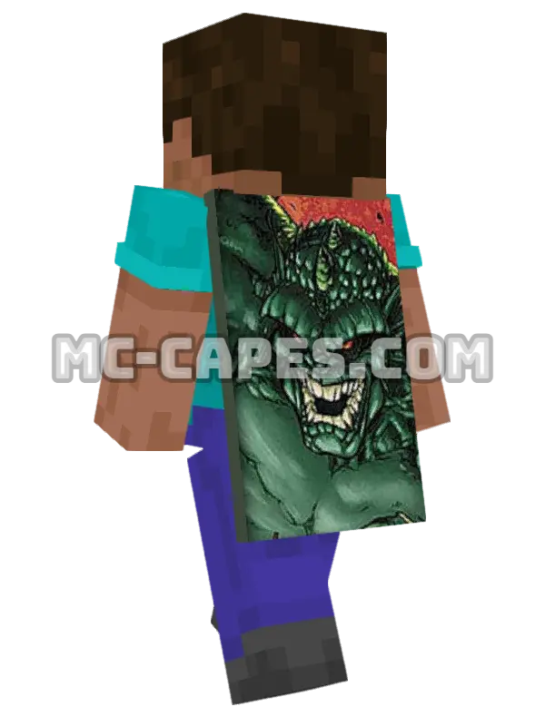 Abomination Minecraft cape worn on a player, seen from behind