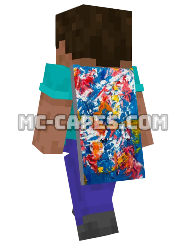 Abstract Acrylic Minecraft cape worn on a player, seen from behind
