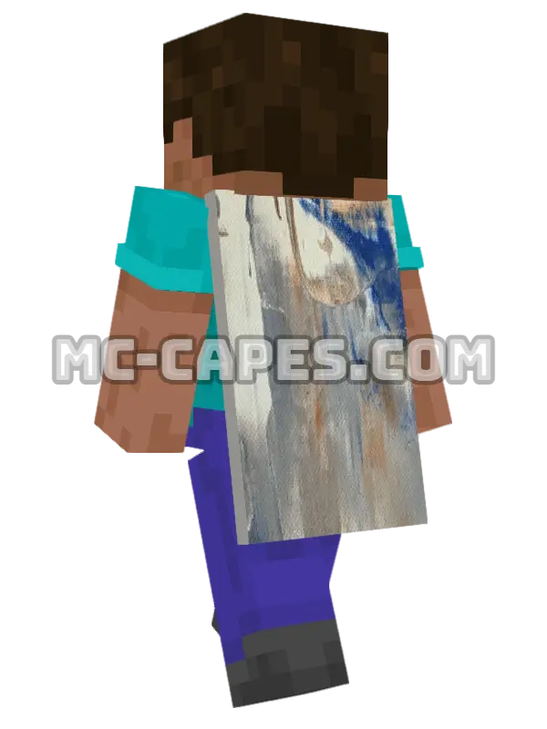 Abstract Blue Painting Minecraft cape worn on a player, seen from behind