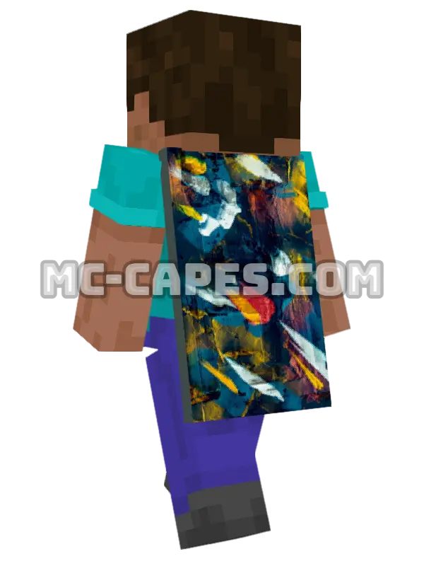 Abstract Expressionism Minecraft cape worn on a player, seen from behind