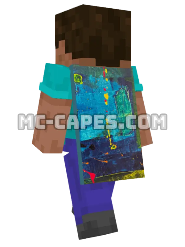 Abstract Painting Minecraft cape worn on a player, seen from behind