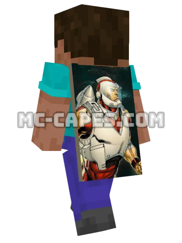 Adam Strange Minecraft cape worn on a player, seen from behind