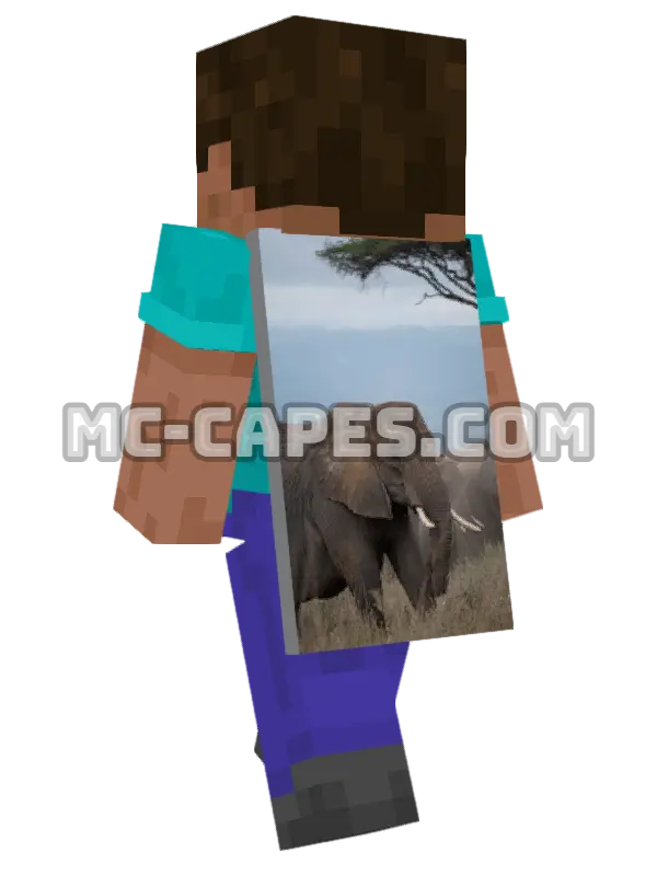 African Elephants Minecraft cape worn on a player, seen from behind