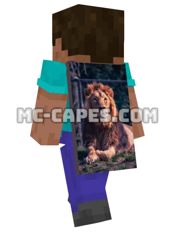 African Lion Minecraft cape worn on a player, seen from behind