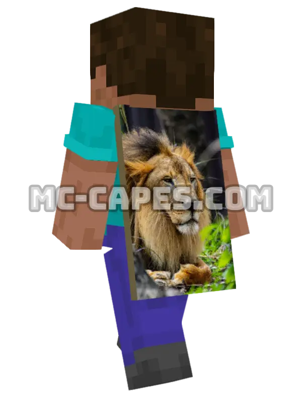 African Lion Minecraft cape worn on a player, seen from behind