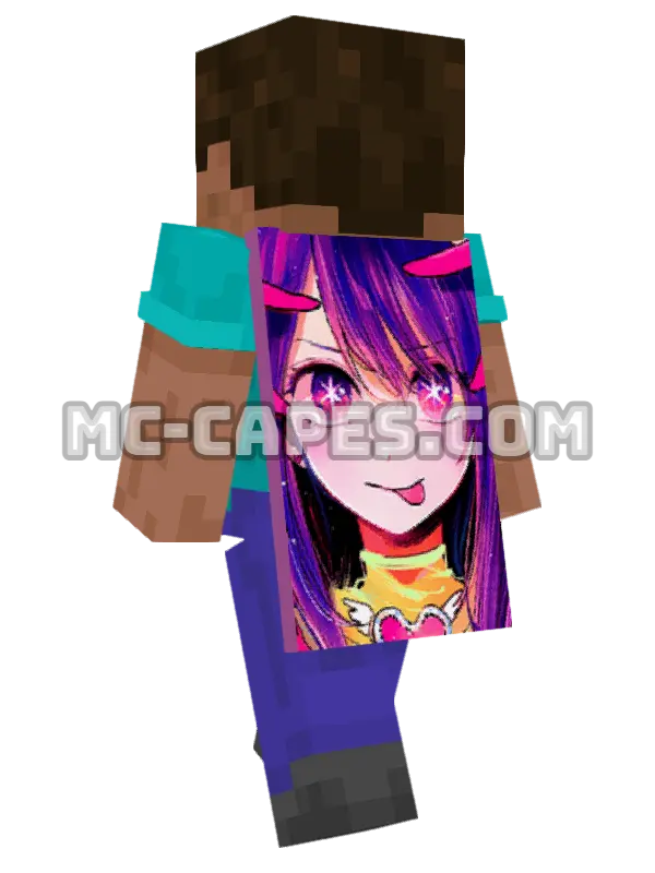 Ai Hoshino Minecraft cape worn on a player, seen from behind