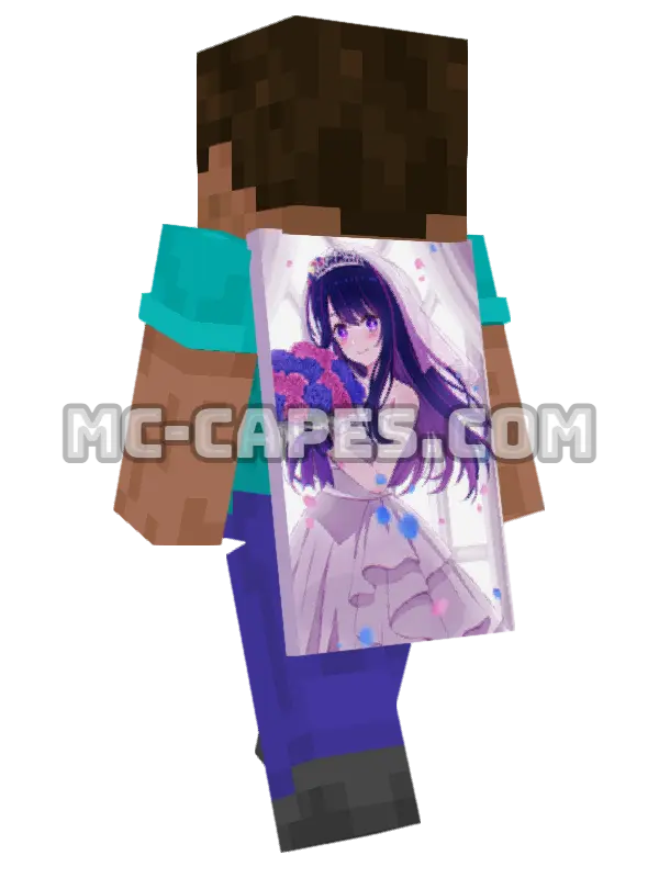 Ai Hoshino Wedding Dress Minecraft cape worn on a player, seen from behind