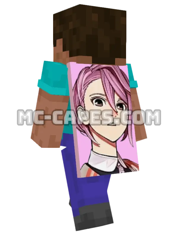 Aira Shiratori Minecraft cape worn on a player, seen from behind