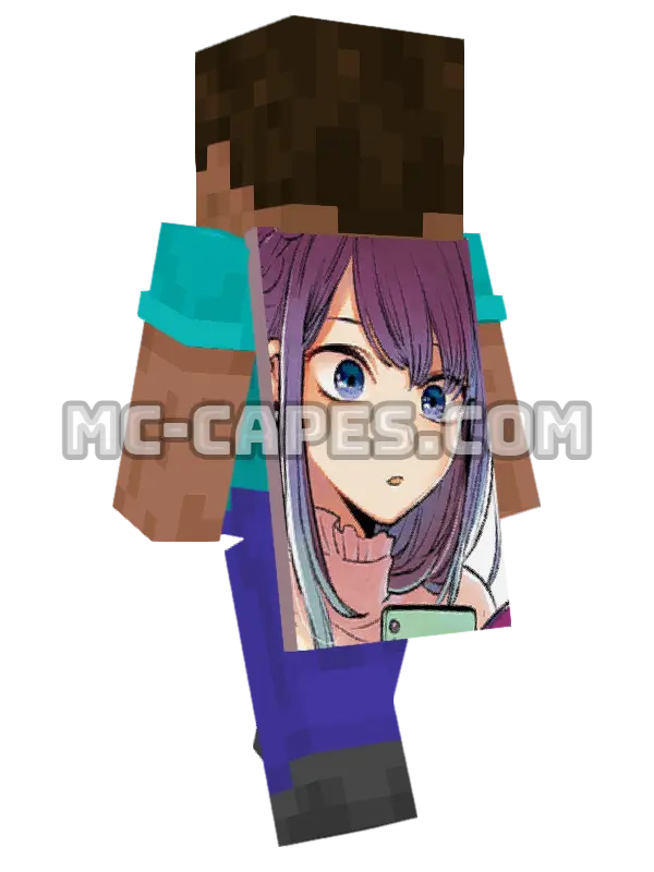 Akane Kurokawa Minecraft cape worn on a player, seen from behind