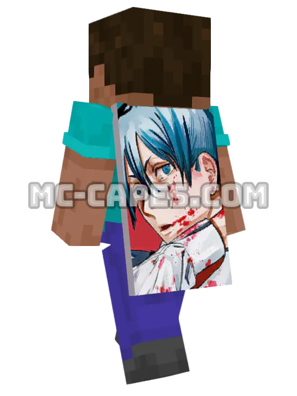 Aki Hayakawa Minecraft cape worn on a player, seen from behind