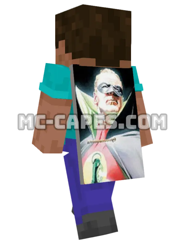 Alan Scott Minecraft cape worn on a player, seen from behind