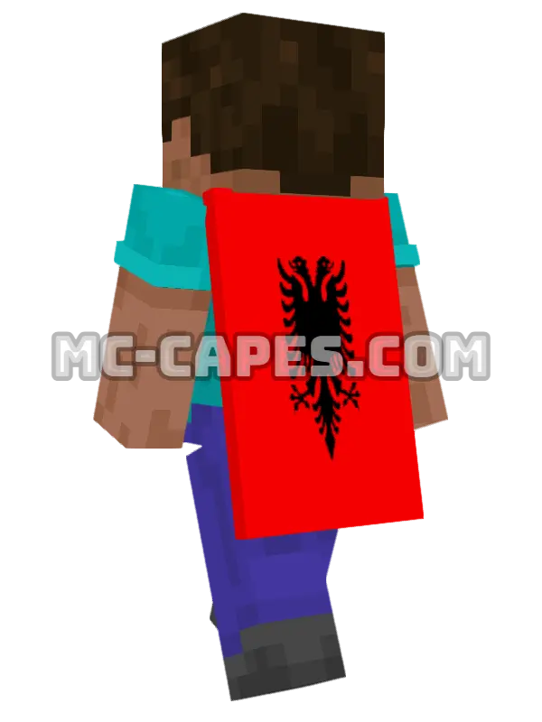Albania Flag Minecraft cape worn on a player, seen from behind