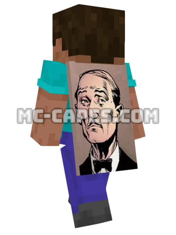 Alfred Pennyworth Minecraft cape worn on a player, seen from behind