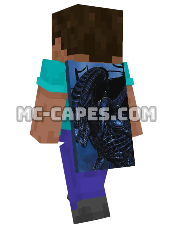 Alien Minecraft cape worn on a player, seen from behind