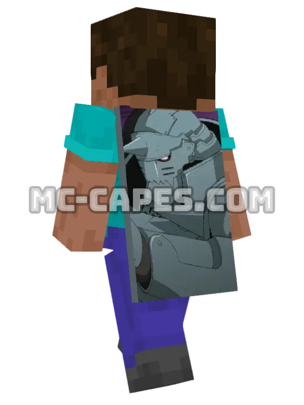 Alphonse Elric Minecraft cape worn on a player, seen from behind