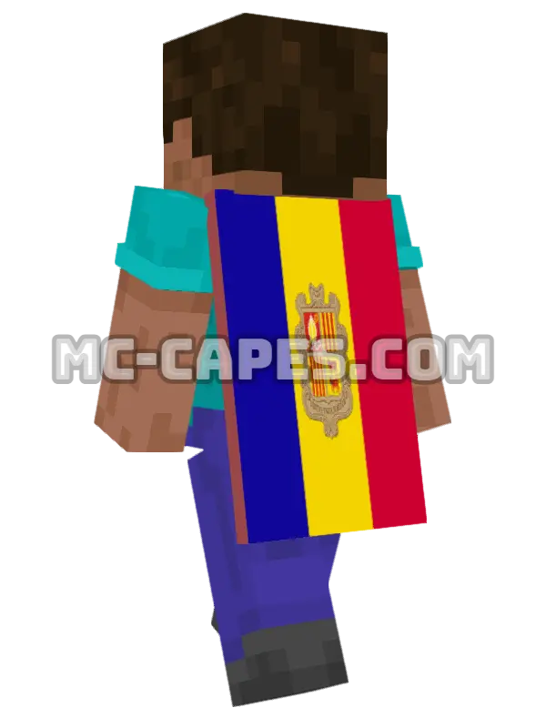 Andorra Flag Minecraft cape worn on a player, seen from behind