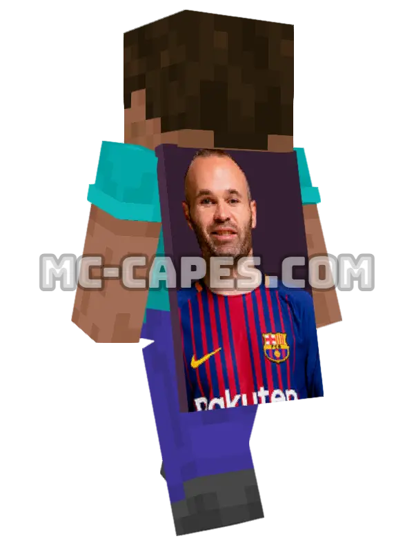 Andres Iniesta Minecraft cape worn on a player, seen from behind