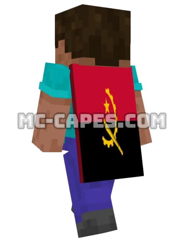 Angola Flag Minecraft cape worn on a player, seen from behind