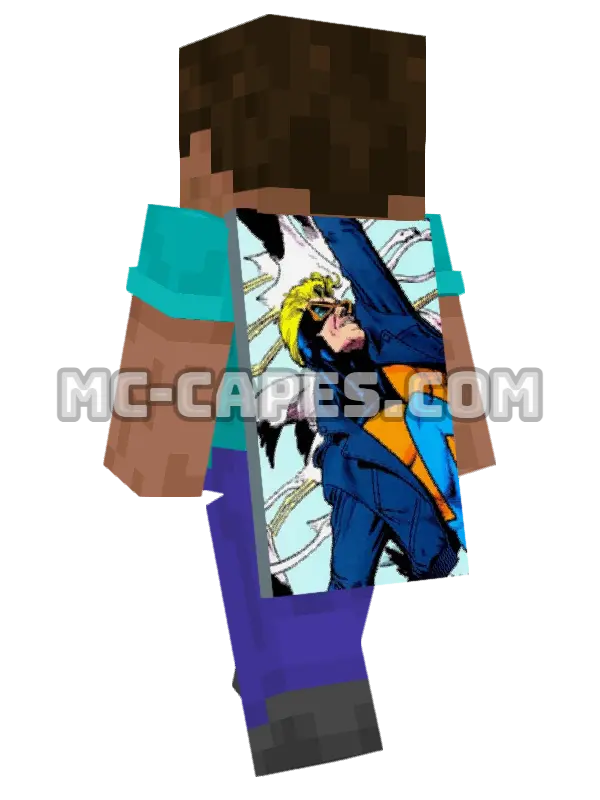 Animal Man Minecraft cape worn on a player, seen from behind