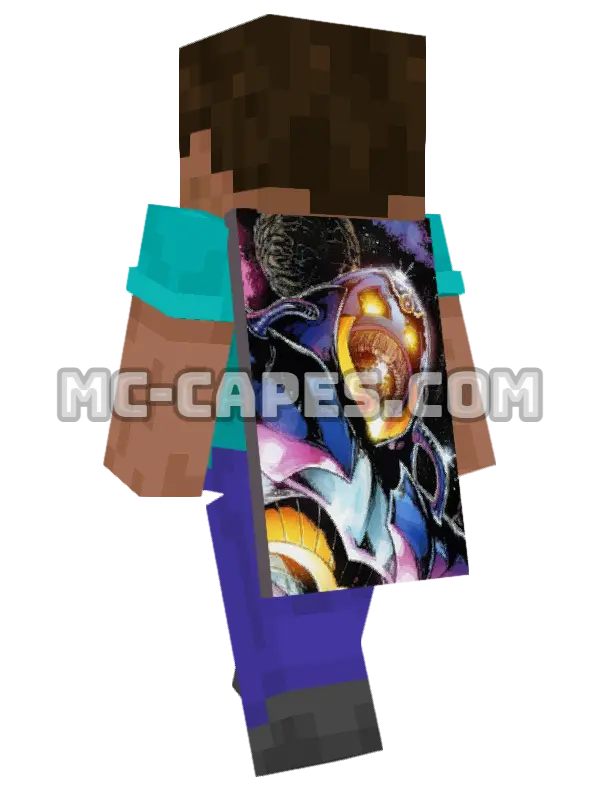 Anti-Monitor Minecraft cape worn on a player, seen from behind