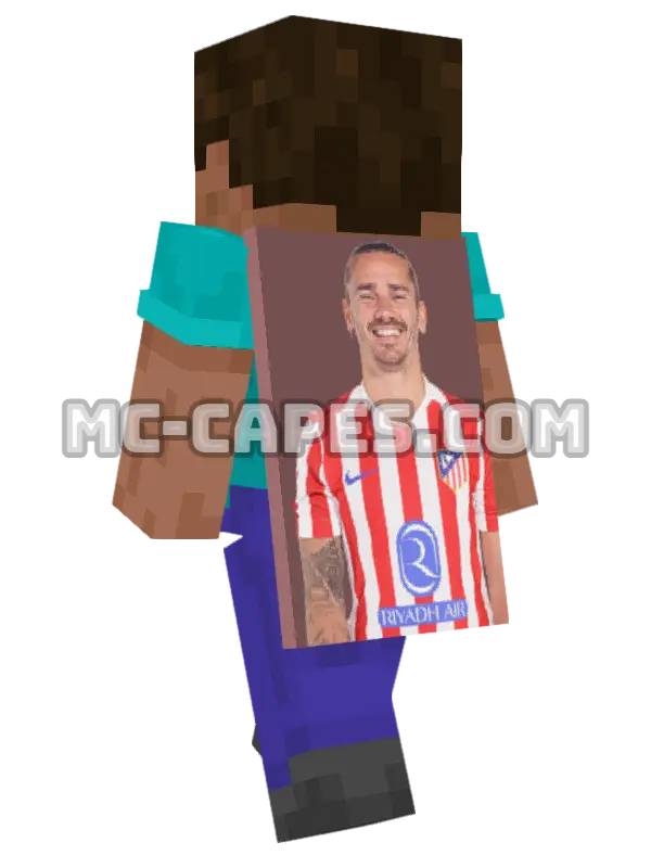 Antoine Griezmann Minecraft cape worn on a player, seen from behind